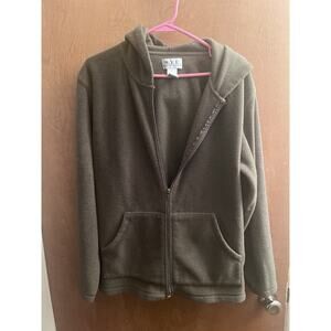 VTG NYL New York Laundry Hoodie Womens XL Green Full Zip Hooded Sweatshirt Soft